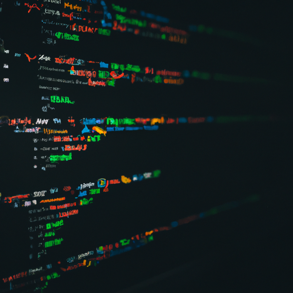 Макросъемка кода JavaScript на экране, высококонтрастная тема, качественная резкость, стильная рабочая станция